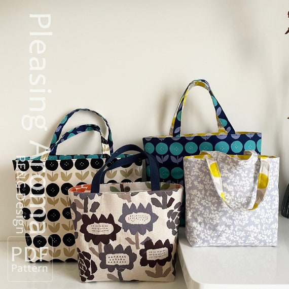 Classic Tote Bag Sewing Tutorials,Four Sizes,Sewing pdf,Basic Bag Instruction,Instant Download,DIY,Handmade Bag
