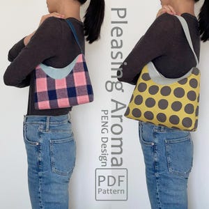 Neu! Hobo Bag Schnittmuster, Schultertasche, Nähanleitung, 2 Größen, pdf, Schnittmuster, Taschenmuster, Sofort Download, DIY, handgemachte Taschenmuster