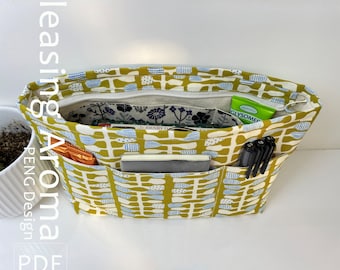 Modello di cucito per inserti per borsa, tutorial di cucito per organizer per borsa, modello per pochette con cerniera, file PDF per inserti per borsa, download immediato