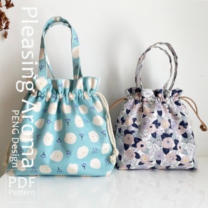 Kordelzug Tasche Nähanleitung, zwei Größen, einfaches Projekt, Taschenmuster, Anleitungen zum Taschen nähen, Stricken Tasche, Sofort-Download, DIY