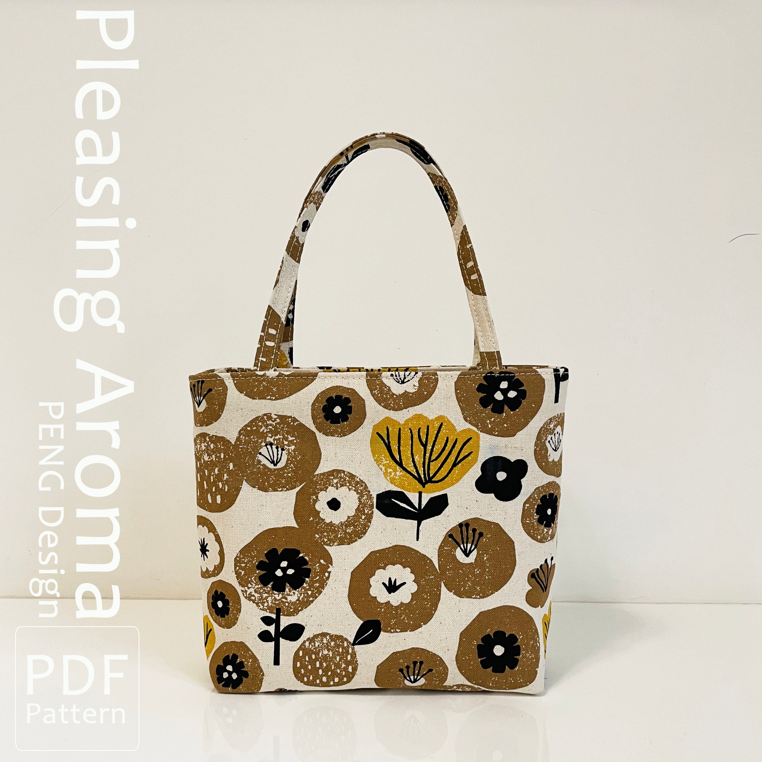 ★TOUT Y EST★ Printed Pattern Pocket Tote Bag CLDMB1202 Mini Tote Bag Sewing Tutorails With Templates,two Sizes