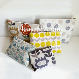 Make-up Tasche Nähanleitung mit Vorlagen, 5 Größen, Reißverschlusstasche, Kosmetiktasche PDF Schnittmuster, Sofort-Download, DIY, Handgefertigte Taschenmuster