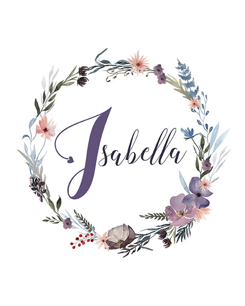 Isabella Name Isabella Print Floral Wreath Wall Art | Etsy