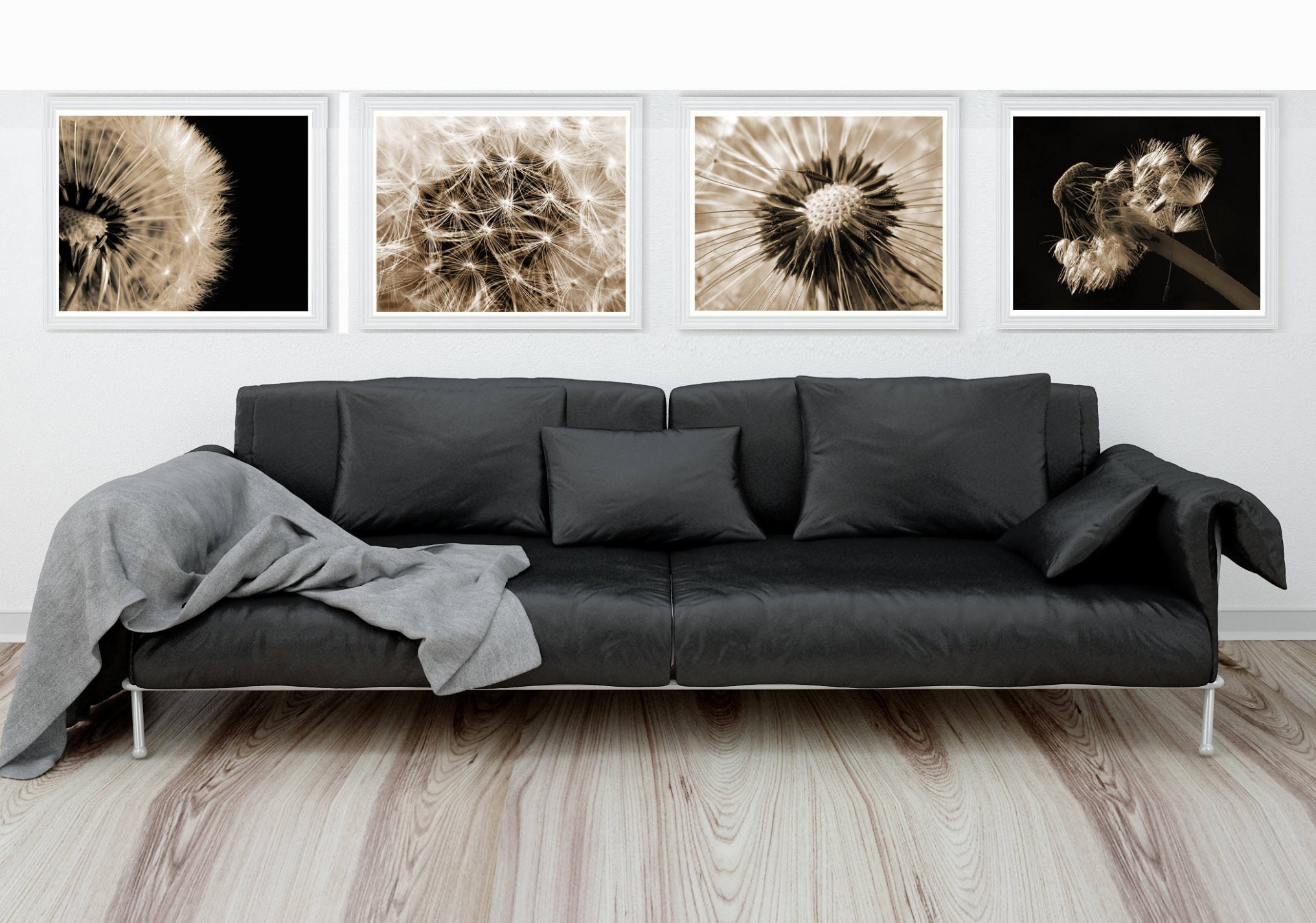 White Dandelion Wall Art Dandelion Print Set of 2 prints Etsy