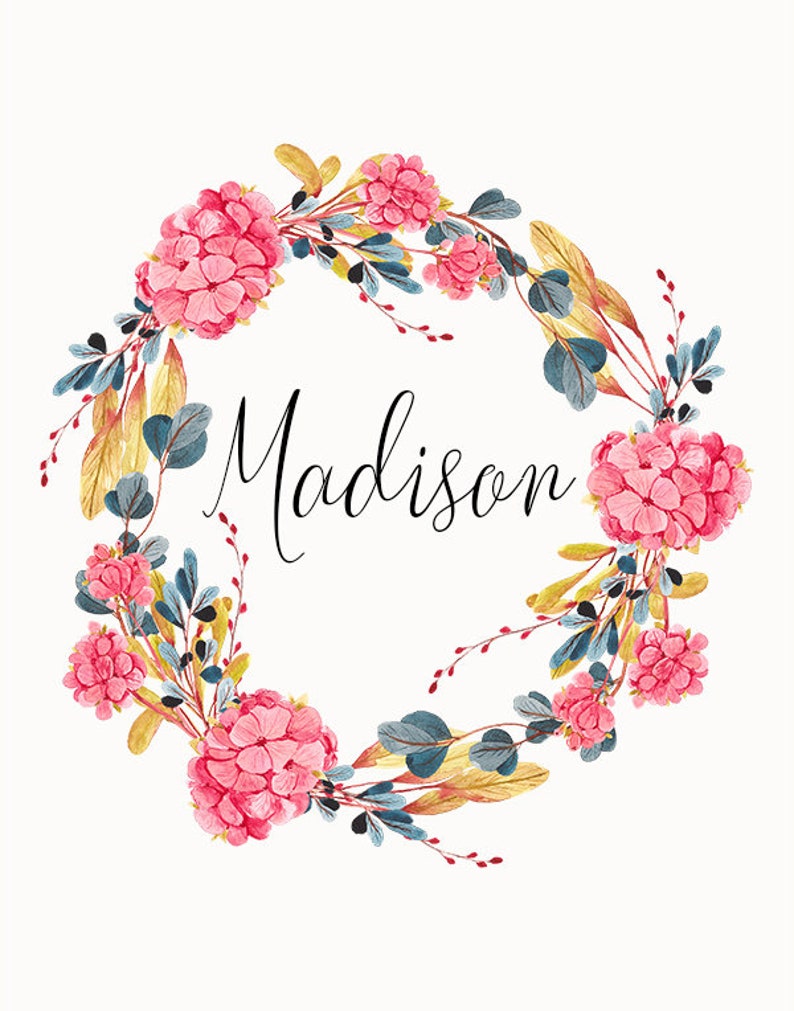  Madison  Name  Personalized Sign Baby Girl Name  Floral Name  