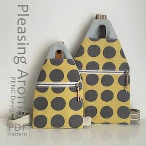 Patron de sac à bandoulière, 2 tailles, patrons de couture de sac à main à bandoulière sur le devant, tutoriels de couture de sacs à main poitrine mini et moyen, fichier pdf, téléchargement immédiat