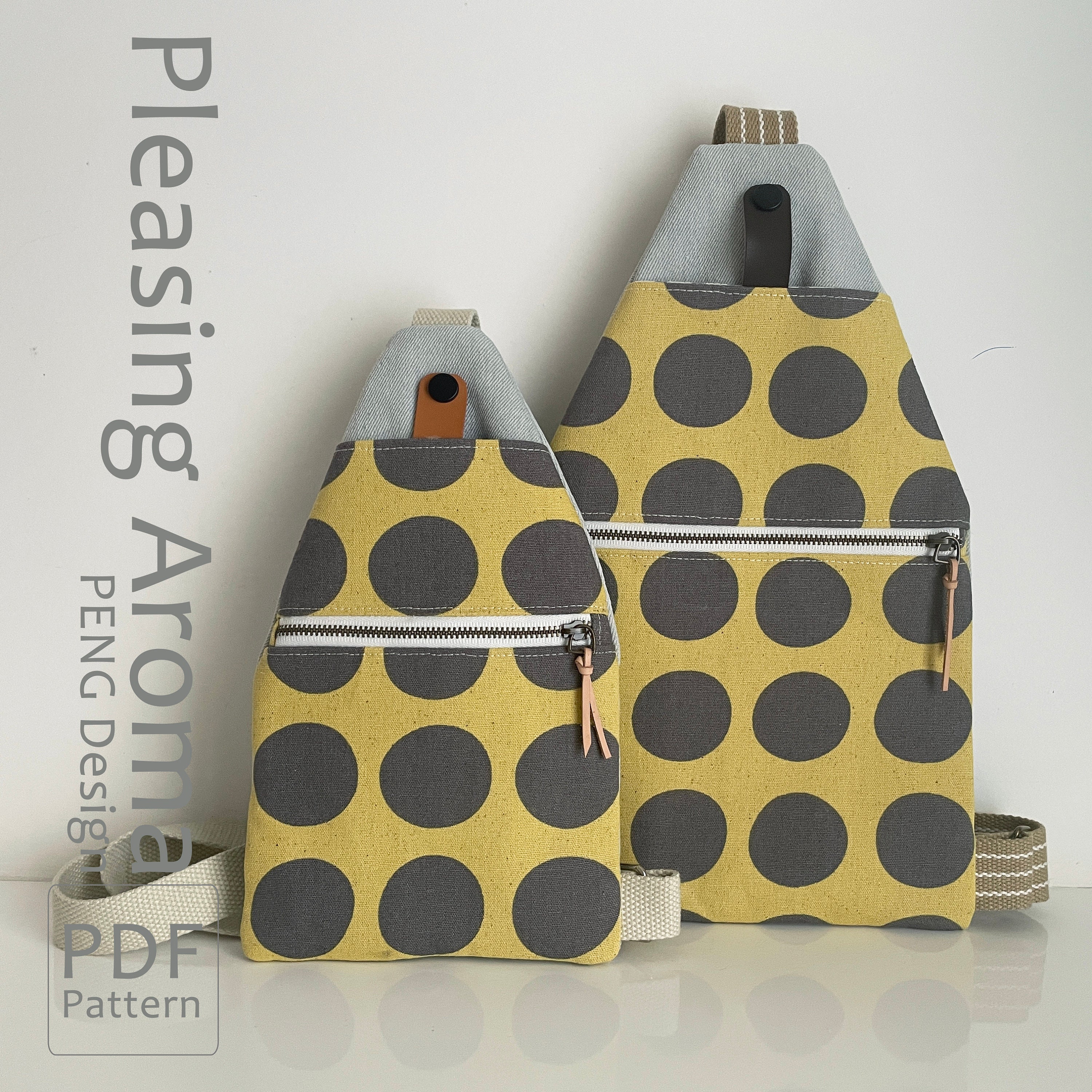 Sling Bag Pattern,2 sizes Front Sling Purse Sewing Patterns,Mini and Medium Chest Purses Sewing Tutorials,pdf file,Instant Download