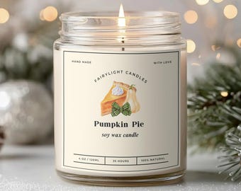 Pumpkin Pie Winter Scented Candle, Handmade Soy Candle in a Glass Jar, Pumpkin Scented Candle, Gift for Christmas