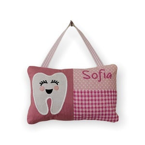 Personalised Tooth Fairy Cushion | Tooth Fairy Mini Hanging Pillow | Handmade Tooth Fairy Pillows | Pink Tooth Fairy Pillow