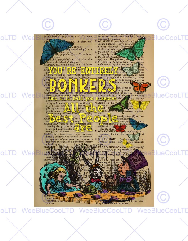 Wee Blue Coo Quote Carroll Book Alice Wonderland Mad Hatter Tea Party Framed Wall Art Print Wee Blue Coo Quote Carroll Book Alice Wonderland Mad Hatter Tea Party Framed Wall Art Print