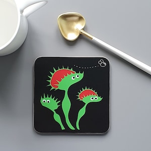 Venus Fly Trap Coaster - carnivorous plants, houseplants, nature, insects, plants, gardening, kitchen, home, table, tea, coffee
