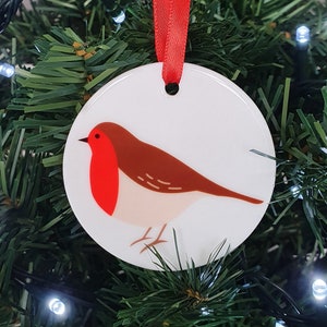 Décoration suspendue en céramique Robin avec option « Les rouges-gorges apparaissent lorsque les êtres chers sont proches » - Noël, arbre, oiseaux de jardin, cadeau, en mémoire