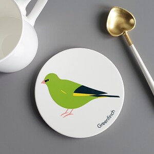 Greenfinch Ceramic Coaster - garden, wildlife, birds, gardening, tableware, kitchenware, coffee table, nature, outdoors