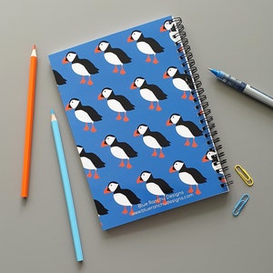 Puffin A5 Wirebound Notebook seabird, ocean, sealife, birds, coast, wildlife, nature, stationery, notepad, sketchpad, Scotland Bild 2
