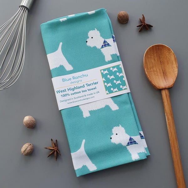 Westie Tea Towel – West Highland Terrier Kitchen Dish Cloth