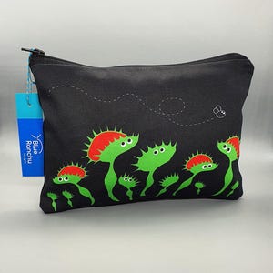 Venus Fly Trap Accessories Bag - handmade, carnivorous, plant, fly catcher, make-up, pencil case, cotton, home, gift, travel, houseplant