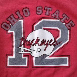 Vintage 80&#39;s Ohio State OSU Buckeyes #12 Red Crew-neck sweatshirt