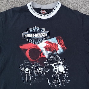 Vintage 2002 Y2K Bad Ass &quot;Harley Davidson Motorcycles Canada&quot; / double sided + single stitched t-shirt / Made in Canada / Small