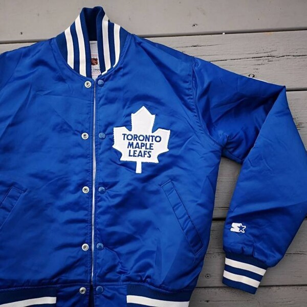 Vintage DEADSTOCK 80's / 90's Starter Toronto Maple Leafs satin button up baseball jacket small