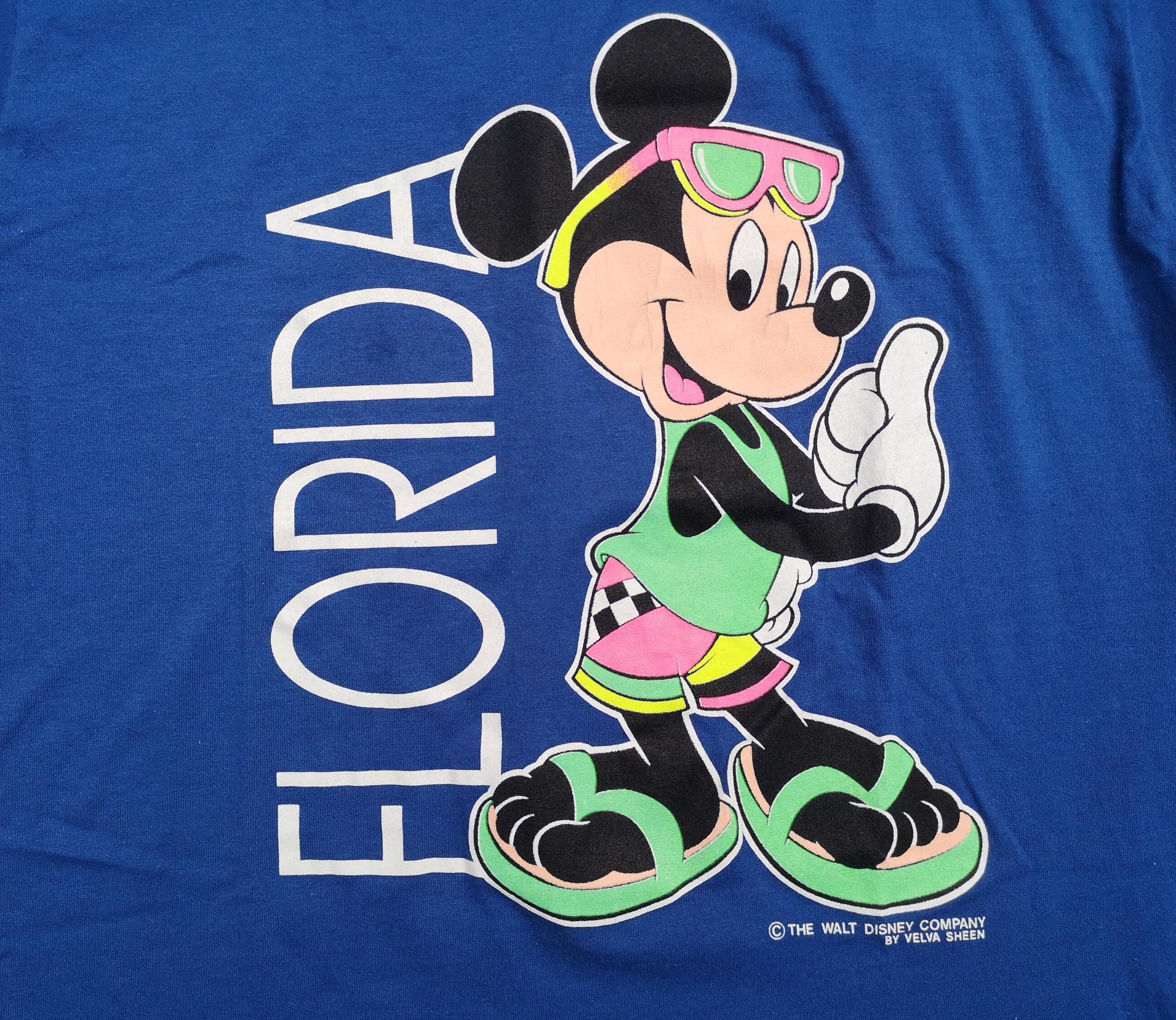 Vintage 90s Mickey Mouse Florida T-shirt: Velva Sheen, Made in USA
