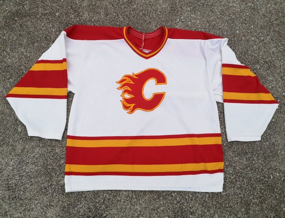 Vintage Calgary Flames 90 s CCM Hockey Jersey Made in Canada by