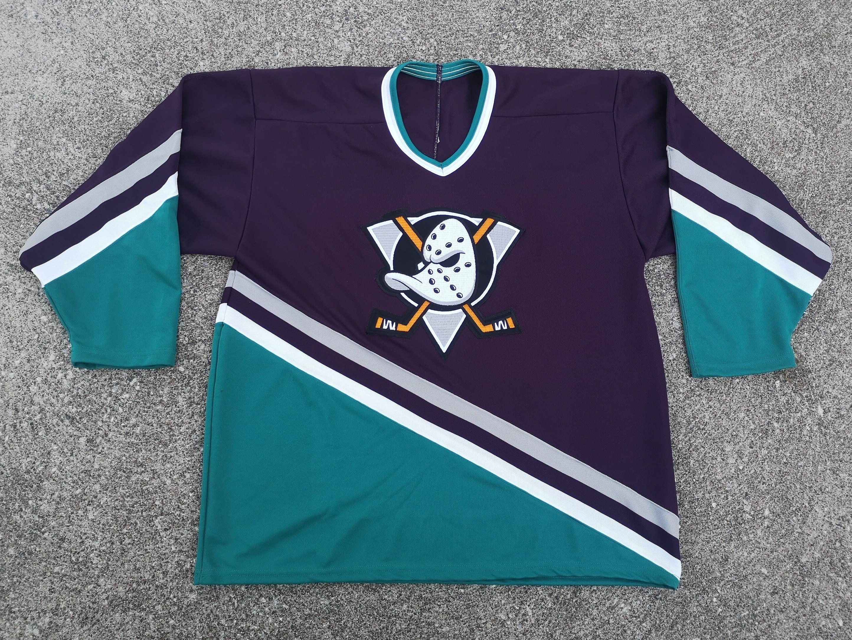 VTG 90s CCM Anaheim Mighty Ducks Purple NHL Hockey Jersey Large