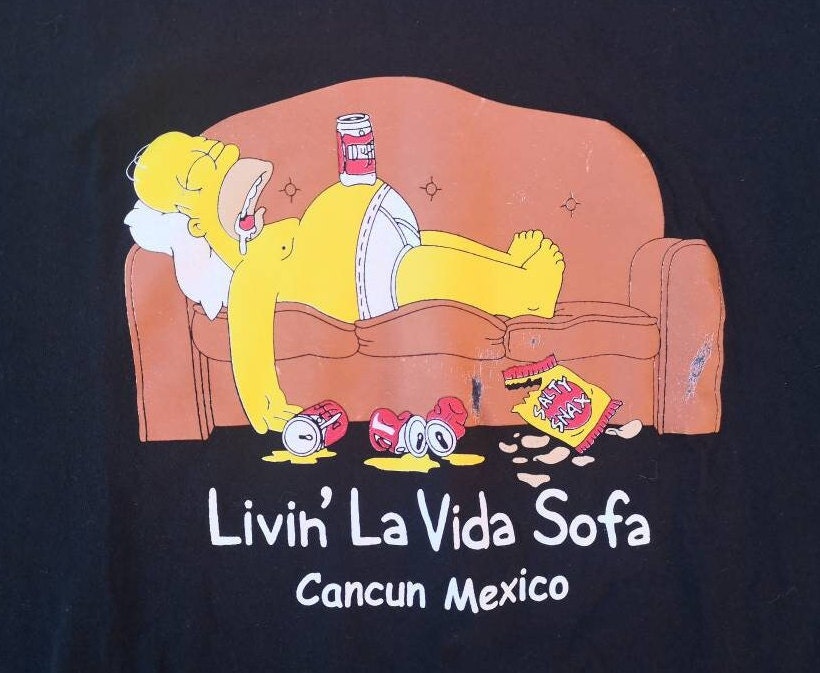 Vintage Homer Simpson livin' La Vida Sofa the Simpsons / Cancun, Mexico  T-shirt / XXL - Etsy Sweden