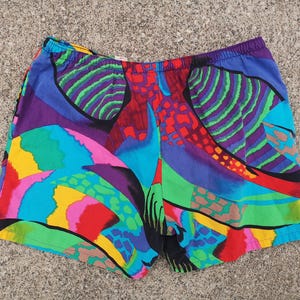 Vintage en wild Jaren 80/90 / Pierre Cardin / Abstract geometrisch tropisch zwembroek shorts / Feest / Made in Canada / Large / 32-34 W