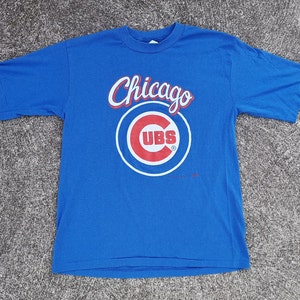 T-shirt sottile di carta vintage 1989 dei Chicago Cubs National League + cucitura singola / Made in USA grande