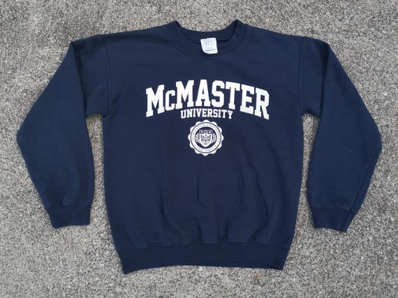 Vintage Rad 80 s Mcmaster University Hamilton ON Blue White Crewneck Sweatshirt Made in Canada Small Etsy
