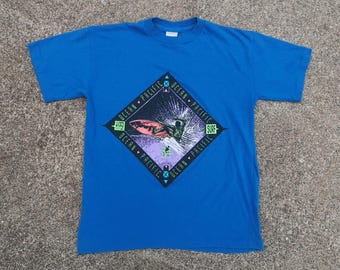 Vintage 90s Ocean Pacific Hyper Surf T-shirt: Single Stitch, Made