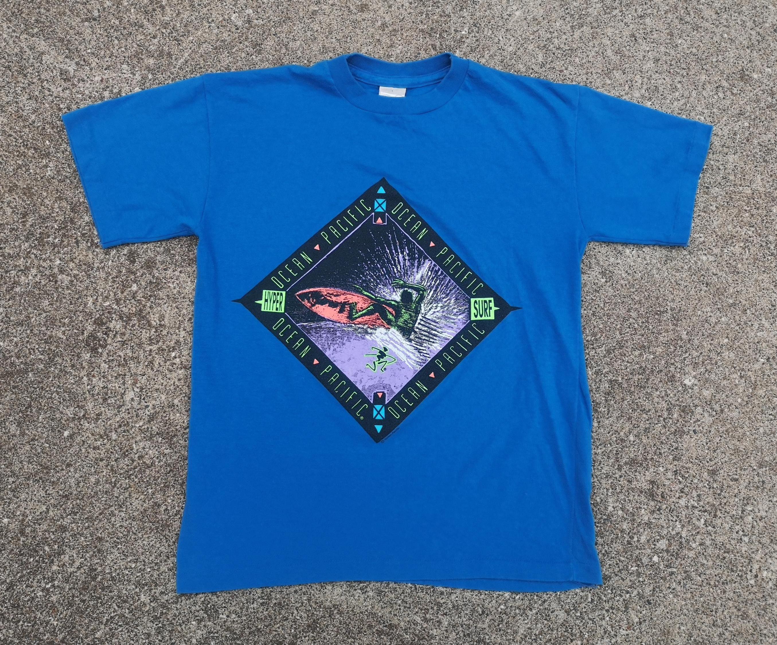 Vintage 90s Ocean Pacific Hyper Surf T-shirt: Single Stitch, Made