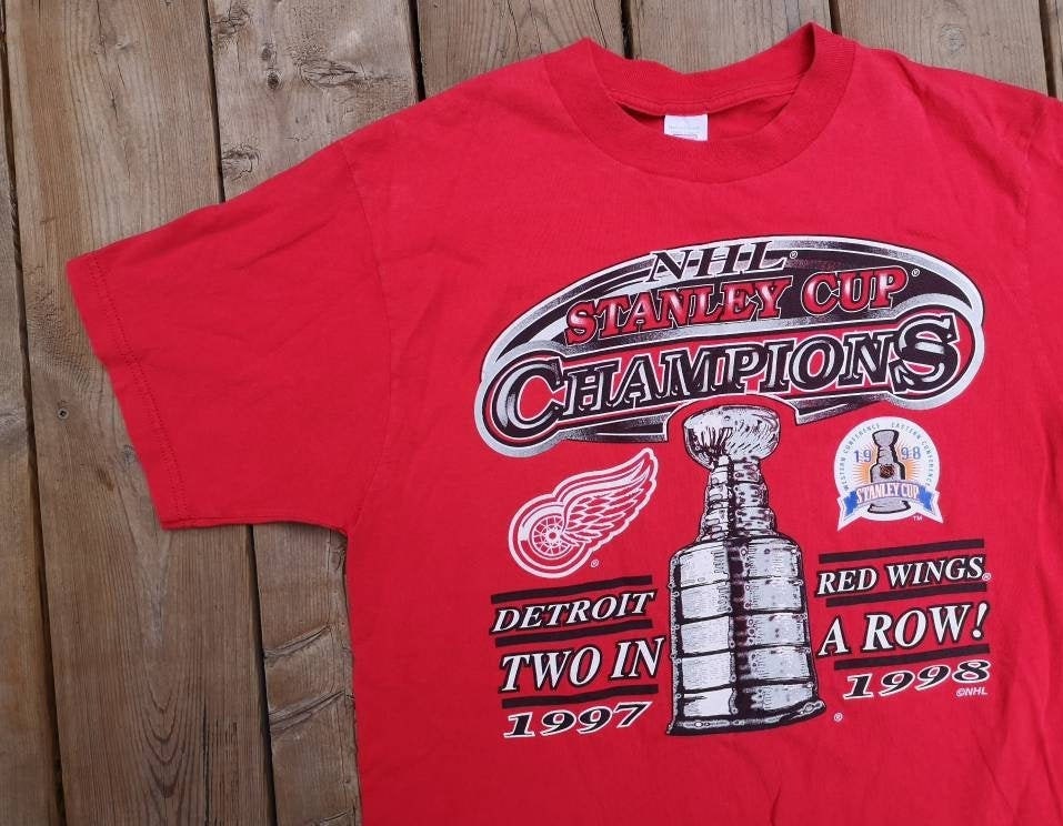 Vintage Detroit Red Wings Probert & McCarty T-shirt NHL Hockey 90s