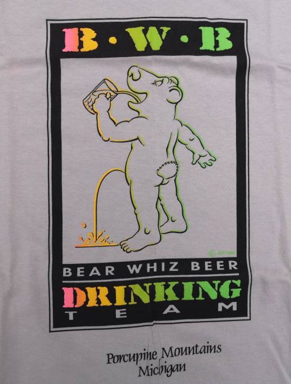 Vintage 1990 DEADSTOCK Bear Whiz Beer Drinking Te… - image 2