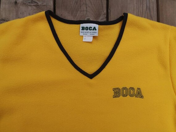 Hermosa sudadera Vintage Super Soft 80 s 90 s BOCA yellow fleece pullover v neck sweatrt Made in Canada Medium Etsy Espana
