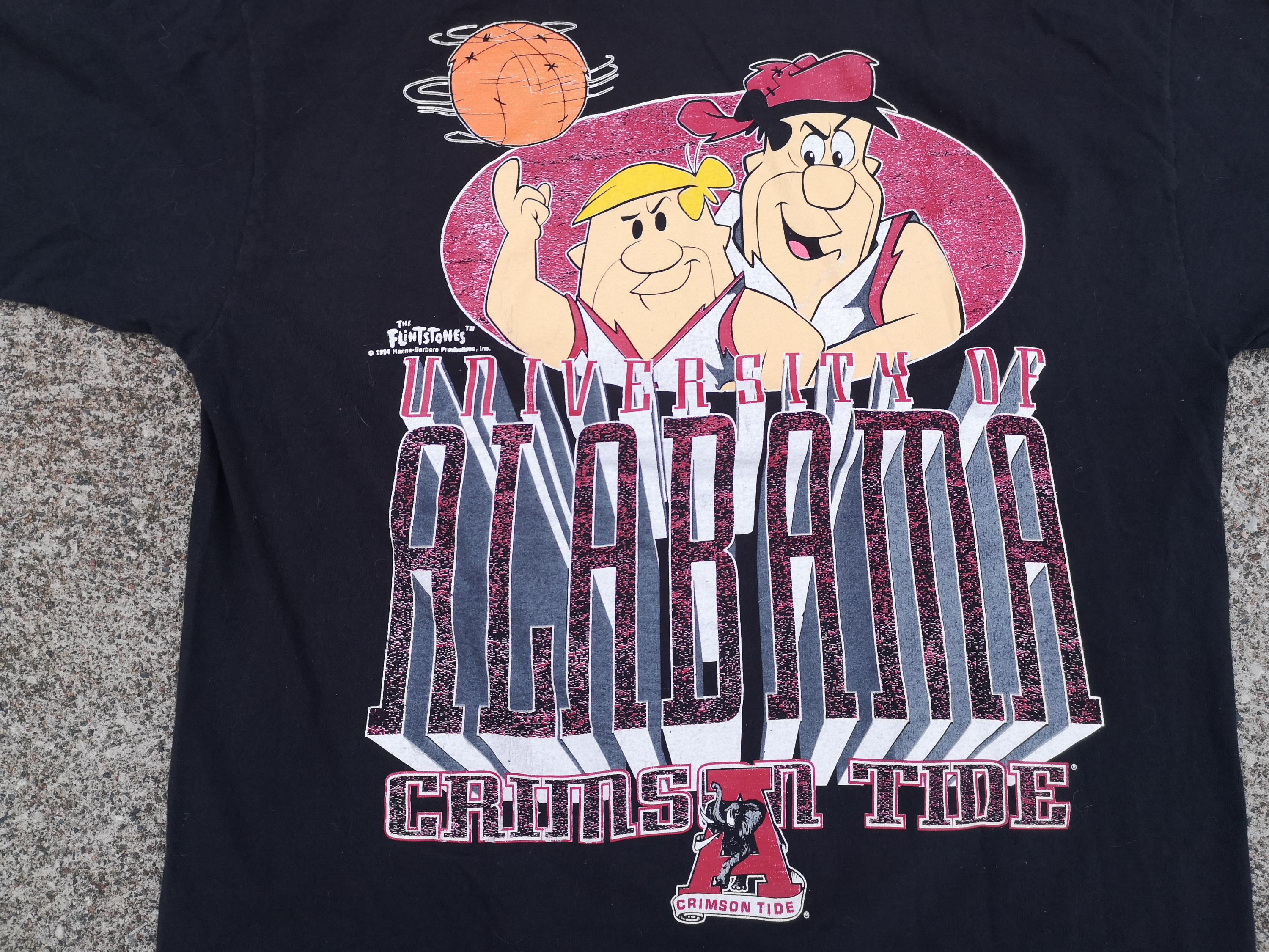 90s The Flint Stones Crimson Tide グレー Vintage 1994 Alabama Crimson Tide & Flintstones Basketball T-shirt