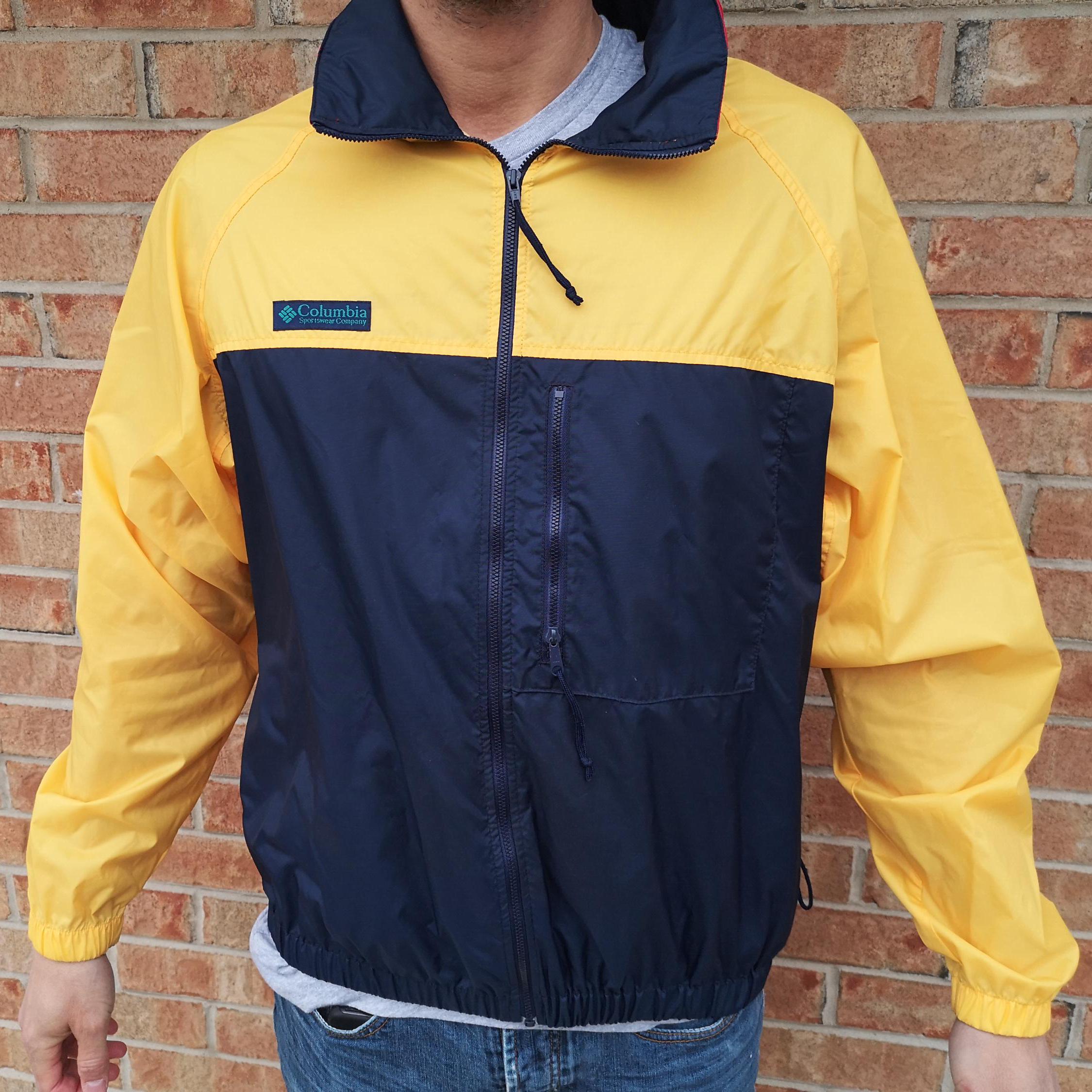 Vintage 90's Columbia Windbreaker Full Zip up Jacket / Yellow +