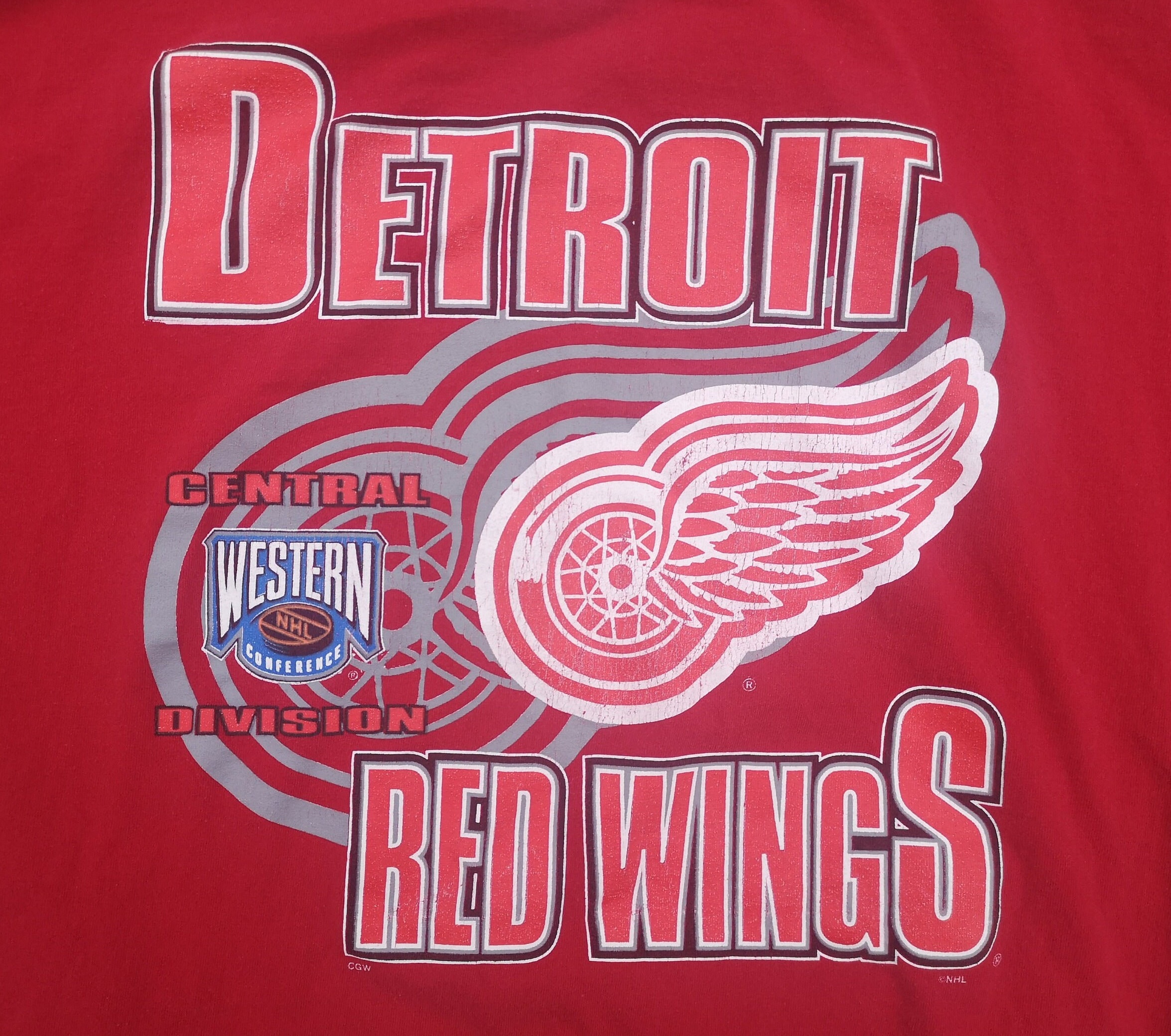 Vintage 90s Detroit Red Wings T-shirt - Central Division XL - Etsy, image size:2351x2080