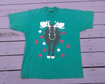 Vintage 90s Moose Graphic T-Shirt, Made in USA, XL
