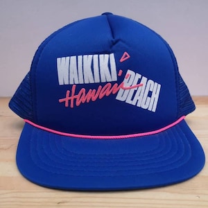 Czapka typu trucker z lat 80. z motywem plaży Waikiki na Hawajach – czapka typu snapback Deadstock