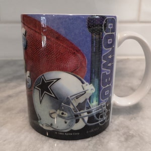 Vintage 1998 Dallas Cowboys - All Over Print - Ceramic Coffee Mug Cup Glass