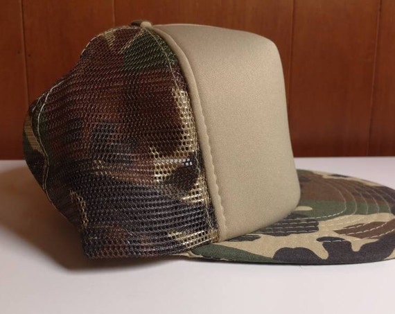 Vintage 80's DEADSTOCK Brown/Grey Camouflaged sna… - image 5