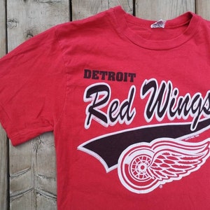 Vintage 1992 Detroit Red Wings T-Shirt - Faded Single-Stitch Waves Tee