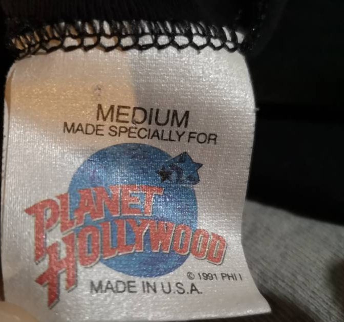 T-shirt Vintage Planet Hollywood Las Vegas - Années 90 - Taille XL - 100% Coton - Occasion Très Bon État