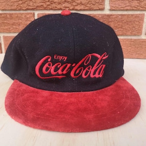 Vintage 80&#39;s / 90&#39;s Enjoy Coca-Cola Classic NHL wool strapback cap hat