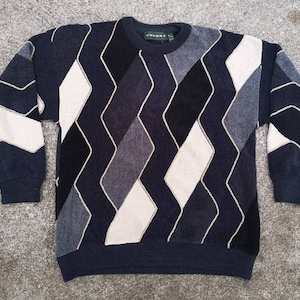Vintage & Super Soft 80&#39;s / 90&#39;s Tundra Textured 3D Made in Canada Oversized Acrylic Knit Sweater / Medium