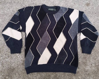 Vintage & Super Soft 80's / 90's Tundra Textured 3D Made in Canada Oversized Acrylic Knit Sweater / Medium