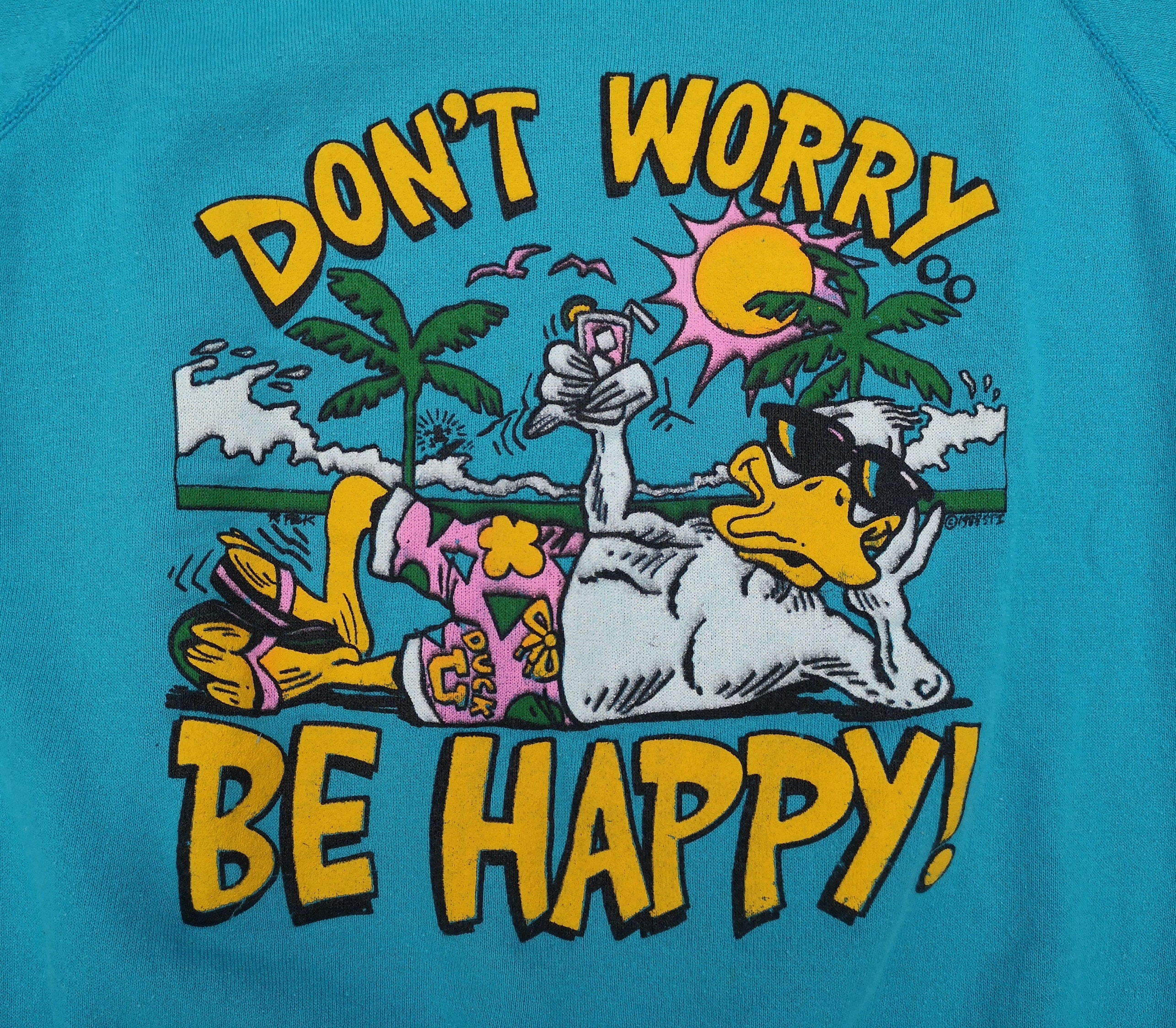 トップス 80's vintage duck comical sweat Vintage 1980s Funny Ducks 80s Animal Print Humor Duck