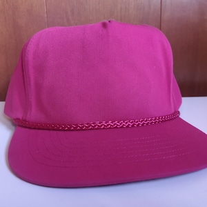 Vintage 80's DEADSTOCK Dark Pink/Purple / Blank Plain Jane Bright Snapback Cap Hat / thick rope with classy Zipper Back Closure