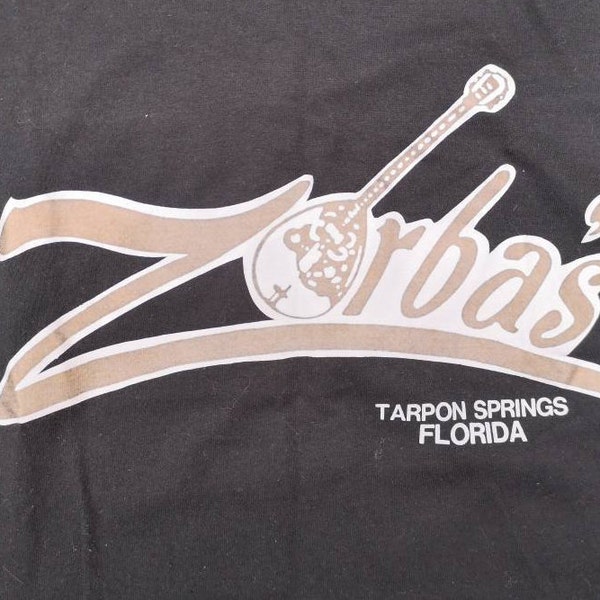 Vintage 80's DEADSTOCK Zorba's Greek Nightclub / Tarpon Springs, Florida / single-stitched butter thin and soft t-shirt Made in USA Large